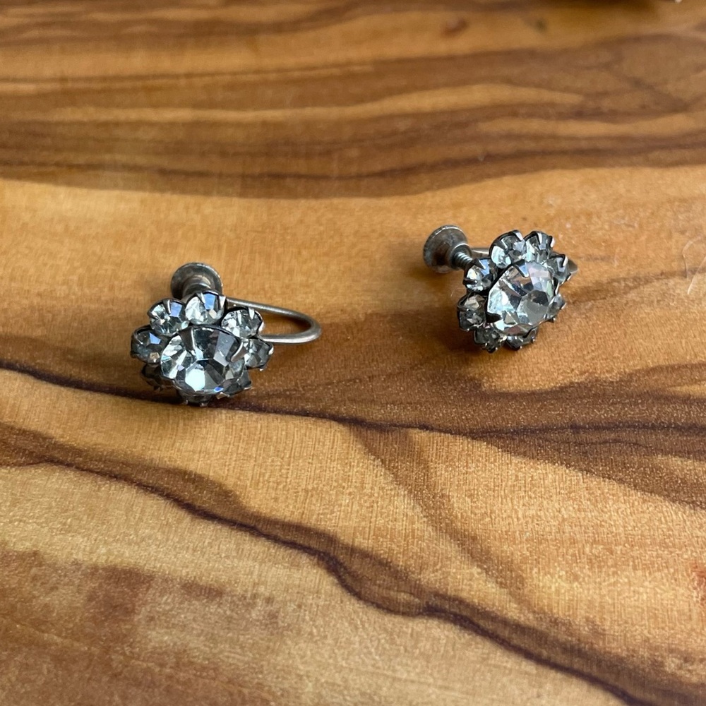Vintage Sterling Silver Rhinestone Earrings